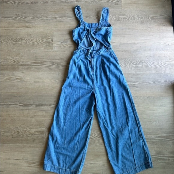 Madewell Denim Apron Bow-Back Jumpsuit size 00 - Picture 7 of 11